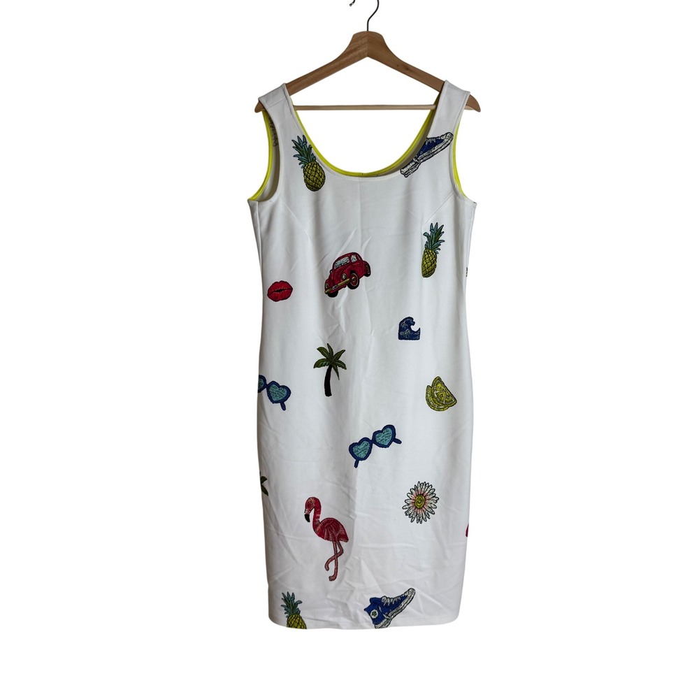 Nicole Miller Studio Women's Novelty Printβ Sheath Dress White Size 14